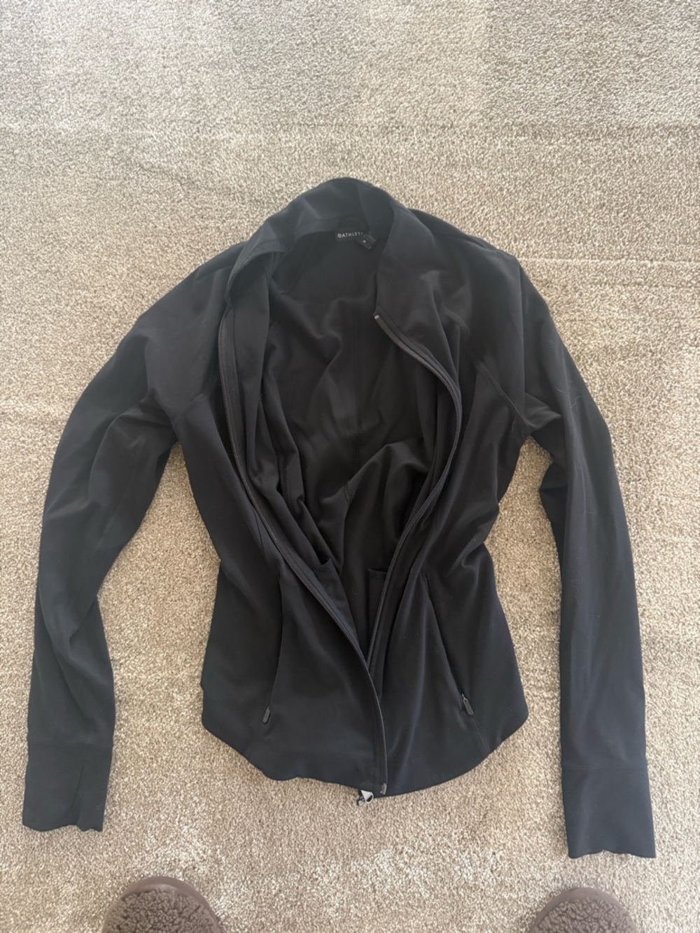 Athleta Black Bomber-Style Zip Jacket